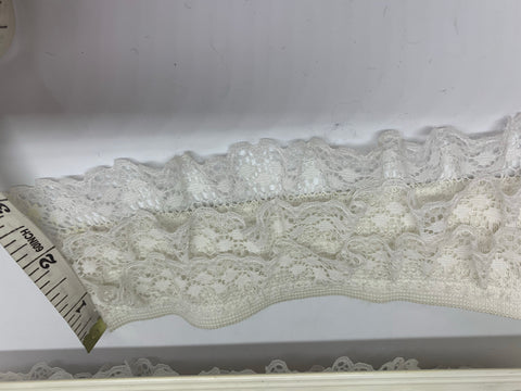 3" Ruffled Lace Elastic WHITE