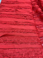 Ribbon and Lace Fabric - RED