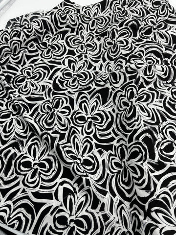 Black & White Flowers Viscose Print