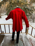 Red Drape Front Swing Coat