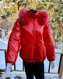 Red Slicker Ski Jacket w/ fur