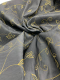 Gold Embroidered Irridescent Taffeta - Black