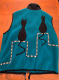 SOLD Sitting Cats Fleece Vest Jade