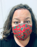 Christmas Mistletoe & Holly Red- FACE MASK