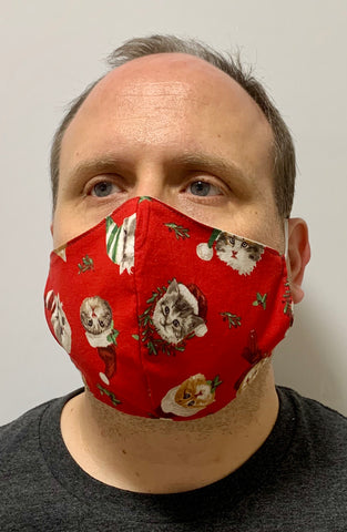 Festive Kittens Red- FACE MASK