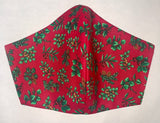 Christmas Mistletoe & Holly Red- FACE MASK