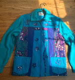 Pieced Turquoise Creative Jean Jacket