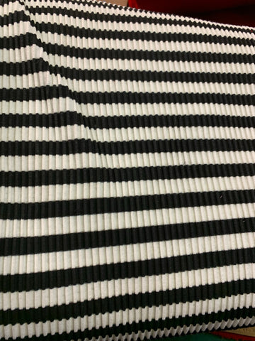 RIB KNIT - Black/White Stripes