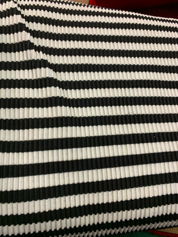 RIB KNIT - Black/White Stripes