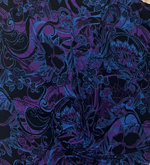 Purple/Blue/Black Floral Abstract poly/spandex print