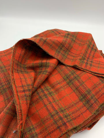 Lightweight Wool Blend  - Red/orange  Plaid
