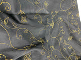 Gold Embroidered Irridescent Taffeta - Black