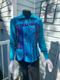 Pieced Turquoise Creative Jean Jacket