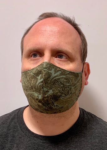 Moss Green Swirls - FACE MASK