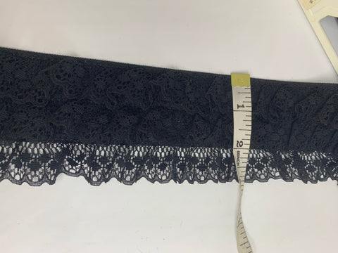 3" Ruffled Lace Elastic BLACK