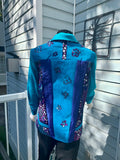 Pieced Turquoise Creative Jean Jacket